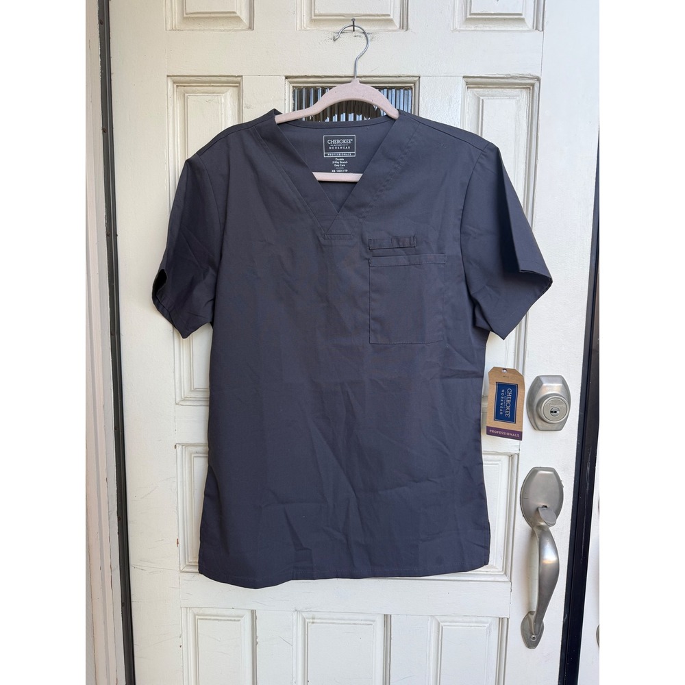 Cherokee Workwear Professionals Mens V-Neck Scrub Top Pewter Gray Size‎ XS NWT